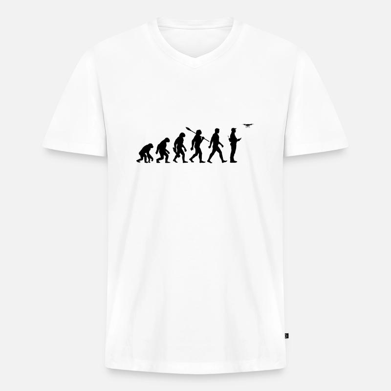 Evolution - Drohne - Drohnenpilot - Männer Premium Bio T-Shirt mit V-Ausschnitt - Weiß
