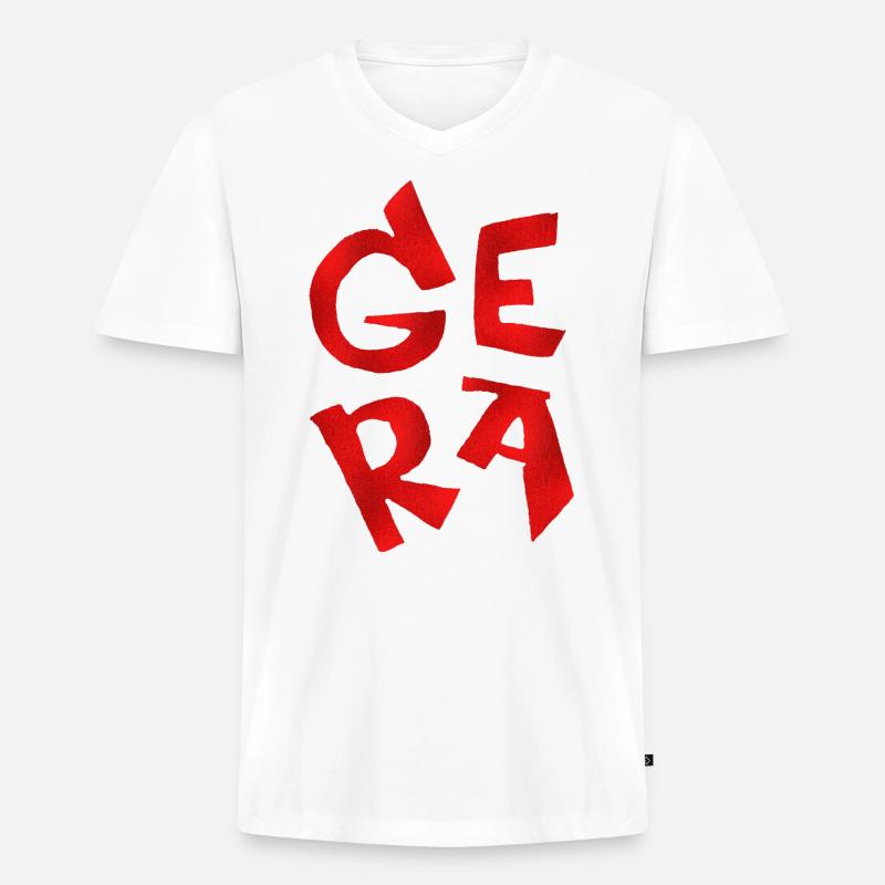 Gera - Männer Premium Bio T-Shirt mit V-Ausschnitt - Weiß