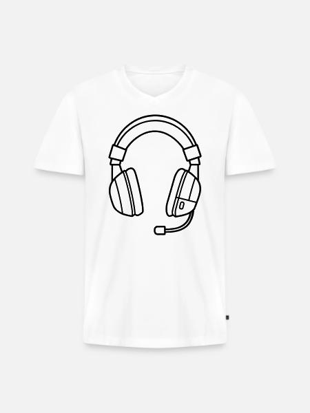 Gaming-Headset - Männer Premium Bio T-Shirt mit V-Ausschnitt - Weiß