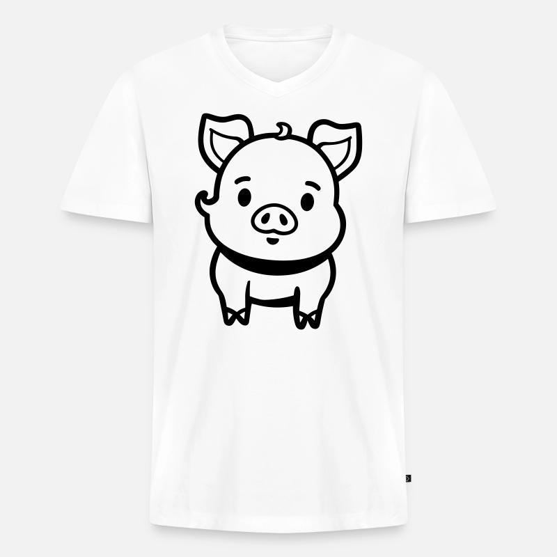 Schwein - Männer Premium Bio T-Shirt mit V-Ausschnitt - Weiß