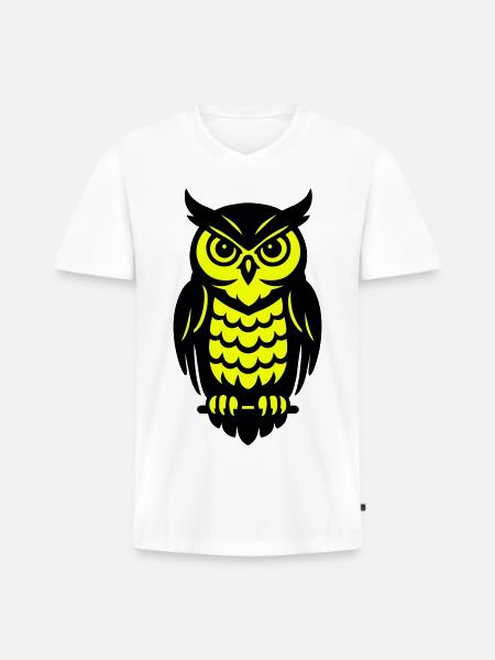 Pop Art Eulen Design - Männer Premium Bio T-Shirt mit V-Ausschnitt - Weiß