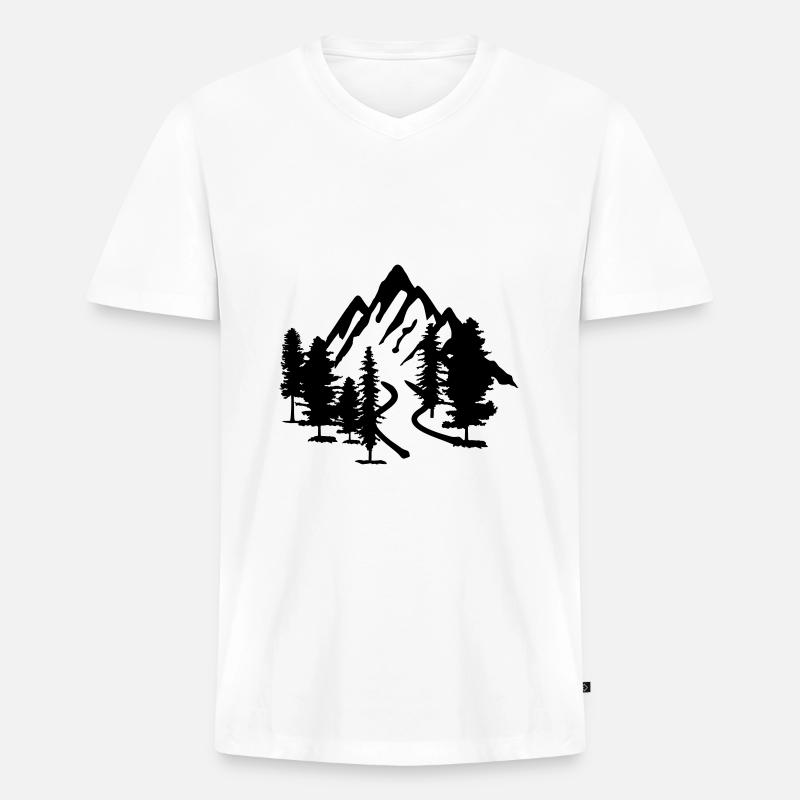 Berg, Wald und Straße - Männer Premium Bio T-Shirt mit V-Ausschnitt - Weiß
