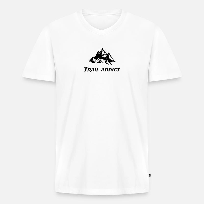 Trail-Süchtiger - Männer Premium Bio T-Shirt mit V-Ausschnitt - Weiß