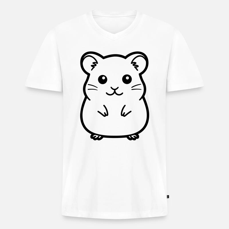 Hamster - Männer Premium Bio T-Shirt mit V-Ausschnitt - Weiß