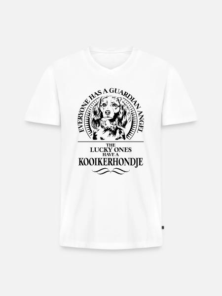 KOOIKERHONDJE Beschermengel Hond zegt WILSIGNS - Mannen Premium Bio T-shirt met V-hals - wit
