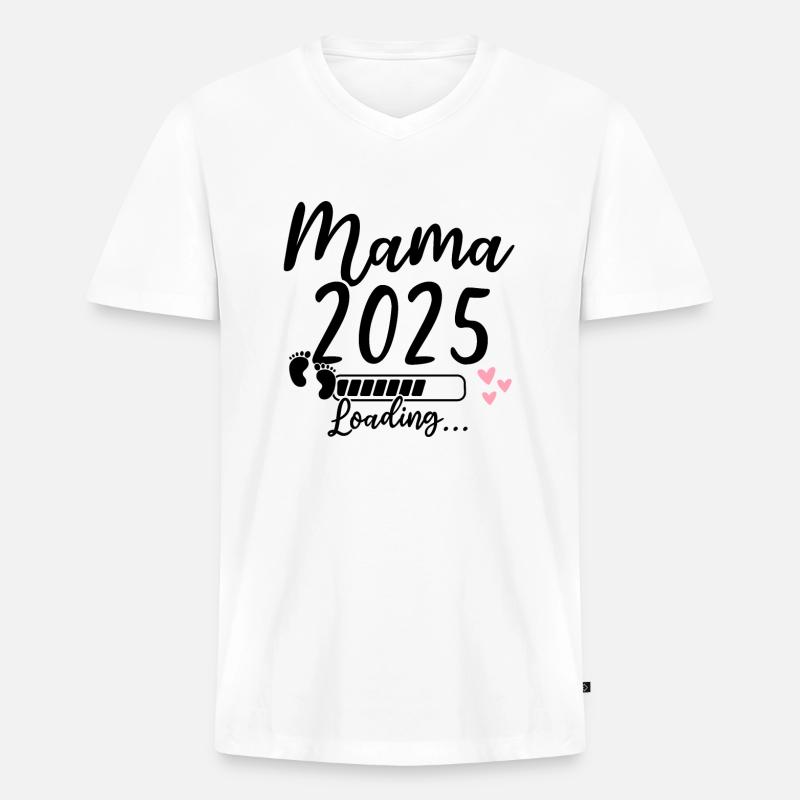 Mama 2025 Loading - Männer Premium Bio T-Shirt mit V-Ausschnitt - Weiß