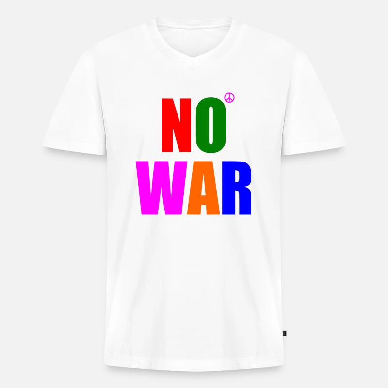 No war - Männer Premium Bio T-Shirt mit V-Ausschnitt - Weiß
