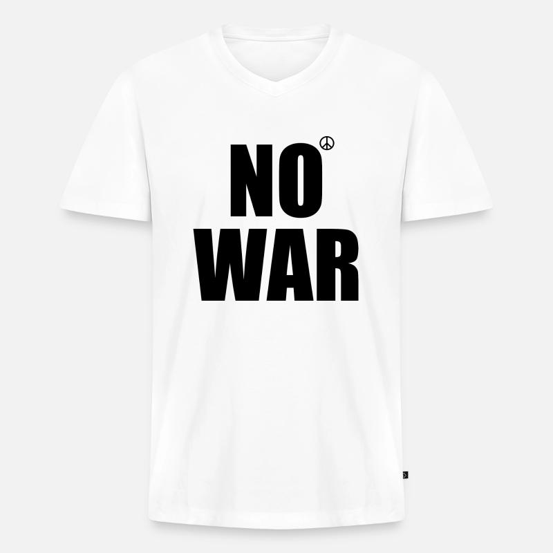 No war - Männer Premium Bio T-Shirt mit V-Ausschnitt - Weiß