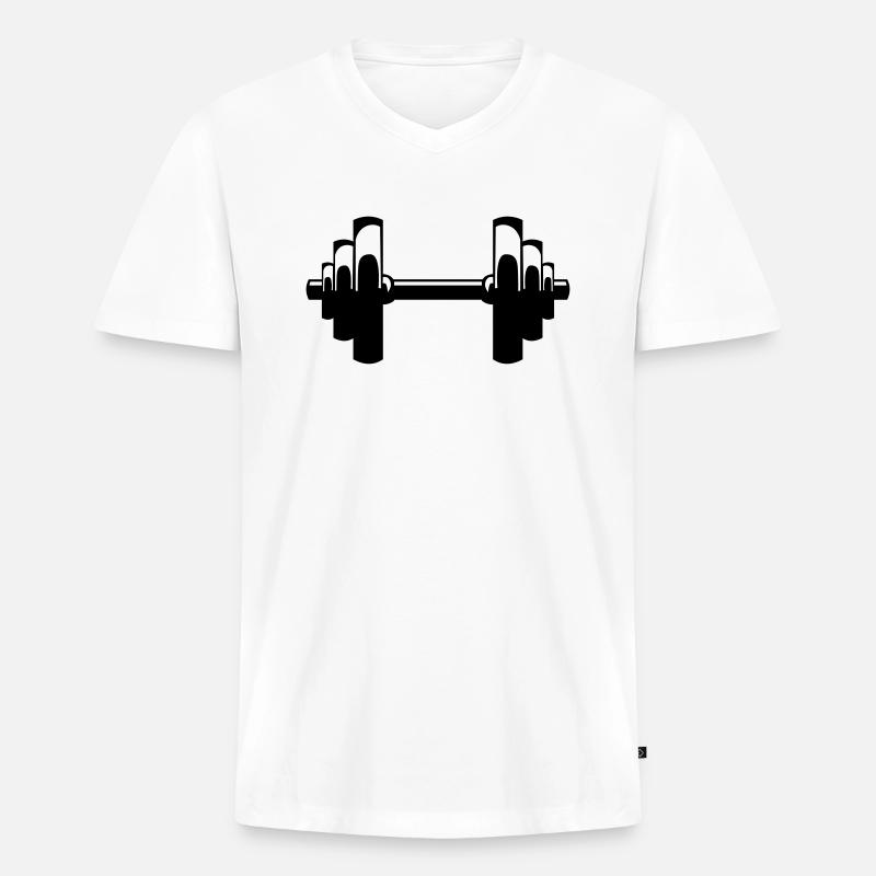 Hantel - Männer Premium Bio T-Shirt mit V-Ausschnitt - Weiß