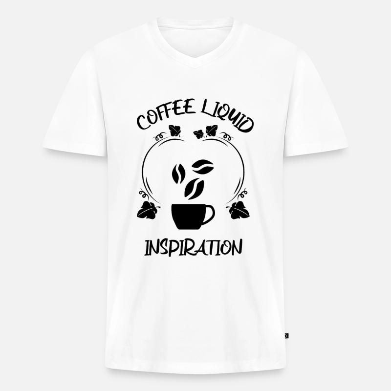 Kaffee Espresso Käffchen - Männer Premium Bio T-Shirt mit V-Ausschnitt - Weiß