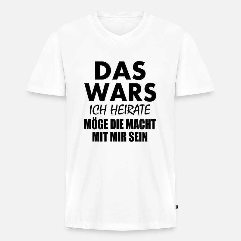 Das wars ich heirate - Männer Premium Bio T-Shirt mit V-Ausschnitt - Weiß