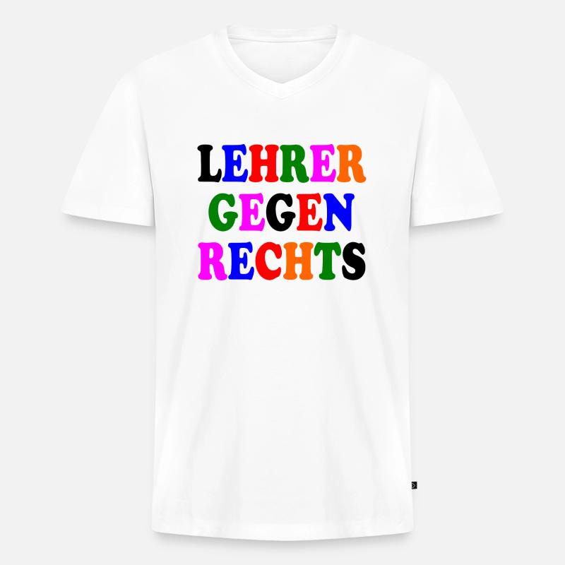 Lehrer gegen rechts - Männer Premium Bio T-Shirt mit V-Ausschnitt - Weiß