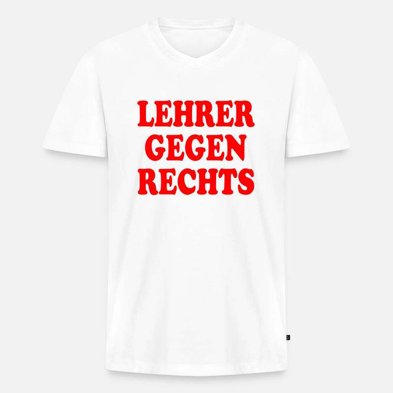 Lehrer gegen rechts - Männer Premium Bio T-Shirt mit V-Ausschnitt - Weiß