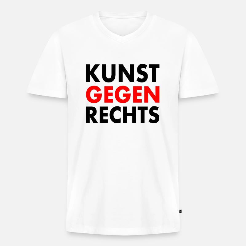 Kunst gegen rechts - Männer Premium Bio T-Shirt mit V-Ausschnitt - Weiß