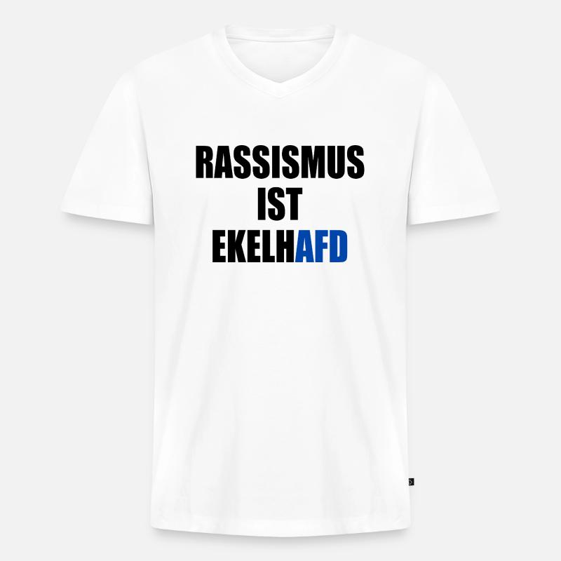 rassismus ist ekelhafd - Männer Premium Bio T-Shirt mit V-Ausschnitt - Weiß