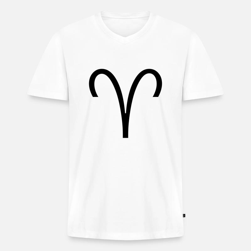 Sternzeichen: Widder - Männer Premium Bio T-Shirt mit V-Ausschnitt - Weiß