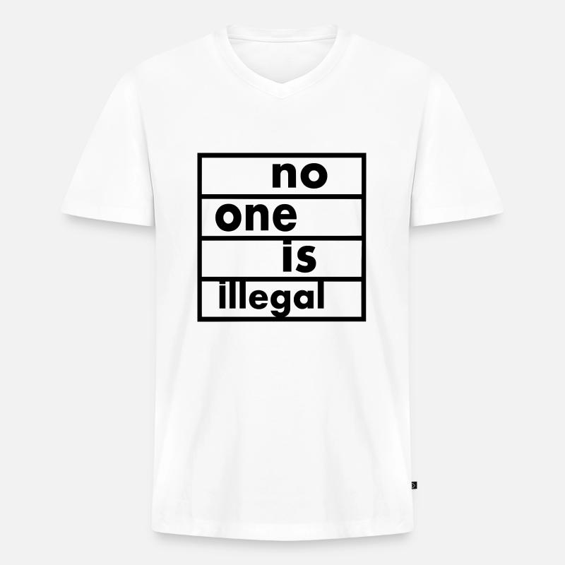 No one is illegal - Männer Premium Bio T-Shirt mit V-Ausschnitt - Weiß
