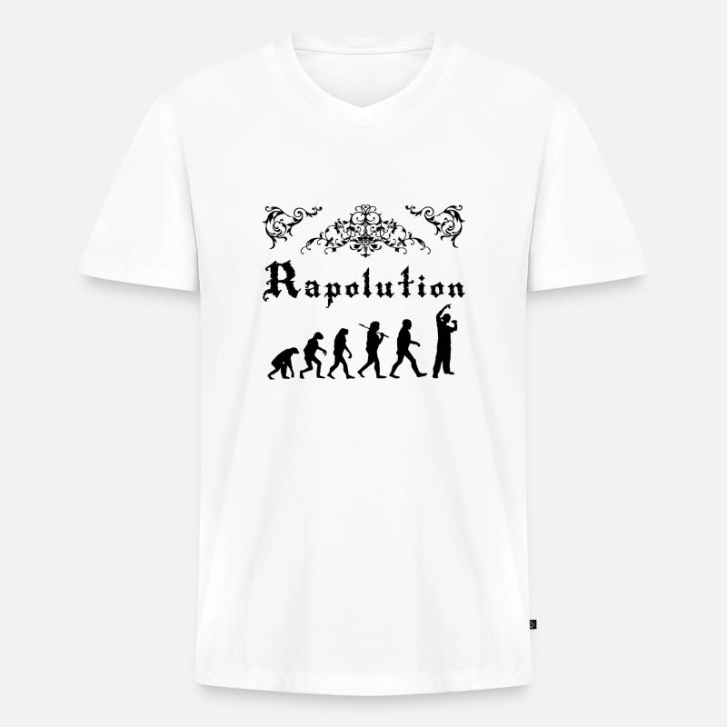 Rap Evolution - Männer Premium Bio T-Shirt mit V-Ausschnitt - Weiß