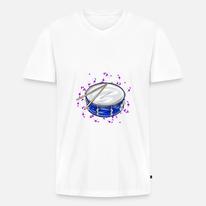Trommel - Männer Premium Bio T-Shirt mit V-Ausschnitt - Weiß