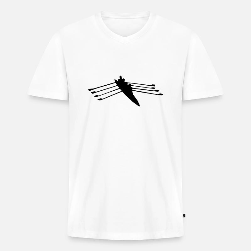 Rudern 4er - rowing - Männer Premium Bio T-Shirt mit V-Ausschnitt - Weiß
