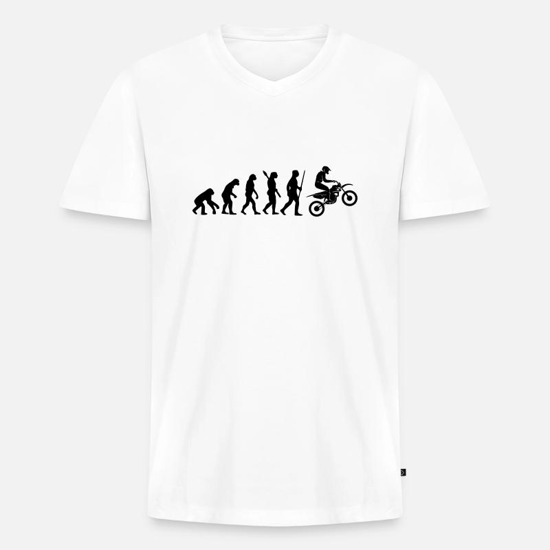 MOTORRAD EVOLUTION - Männer Premium Bio T-Shirt mit V-Ausschnitt - Weiß