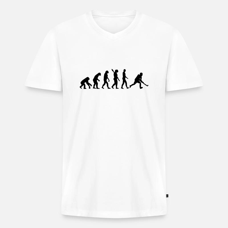 HOCKEY EVOLUTION! - Männer Premium Bio T-Shirt mit V-Ausschnitt - Weiß