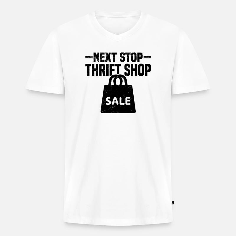 Secondhandladen Secondhand Öko Hipster Gebraucht - Männer Premium Bio T-Shirt mit V-Ausschnitt - Weiß