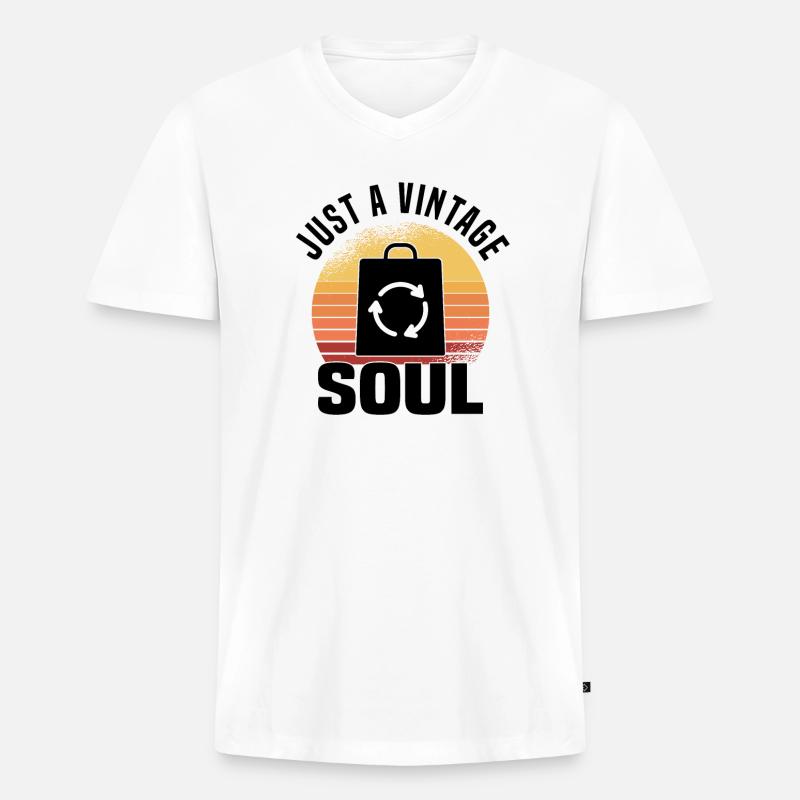 Secondhandladen Secondhand Öko Hipster Gebraucht - Männer Premium Bio T-Shirt mit V-Ausschnitt - Weiß