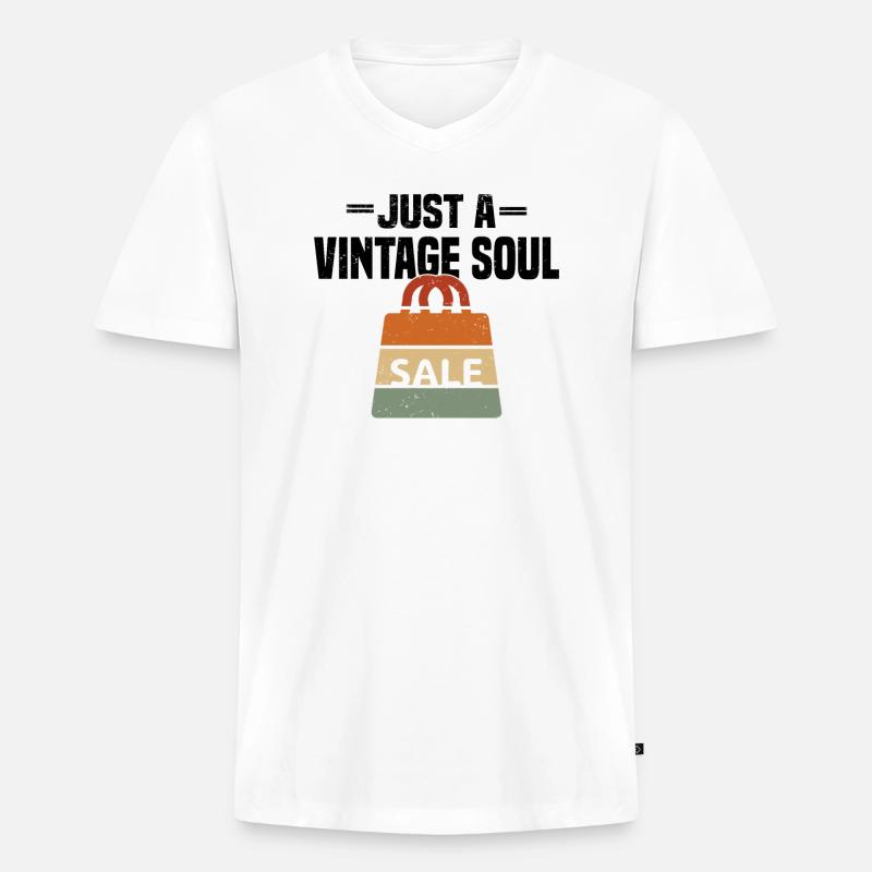 Secondhandladen Secondhand Öko Hipster Gebraucht - Männer Premium Bio T-Shirt mit V-Ausschnitt - Weiß