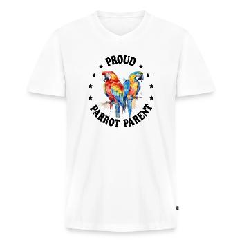 Perruche Perruche Oiseau Perruche Propriétaire - T-shirt encolure en V Premium bio Homme - blanc - Devant - Nico (187cm)