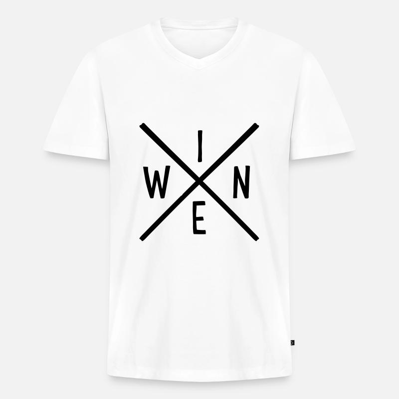 wine - Männer Premium Bio T-Shirt mit V-Ausschnitt - Weiß