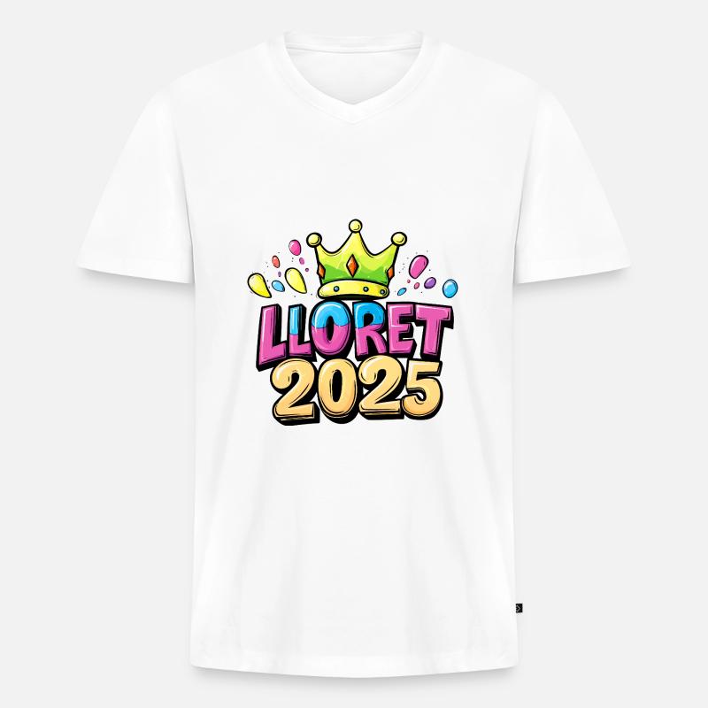 Lloret De Mar 2025 - Männer Premium Bio T-Shirt mit V-Ausschnitt - Weiß