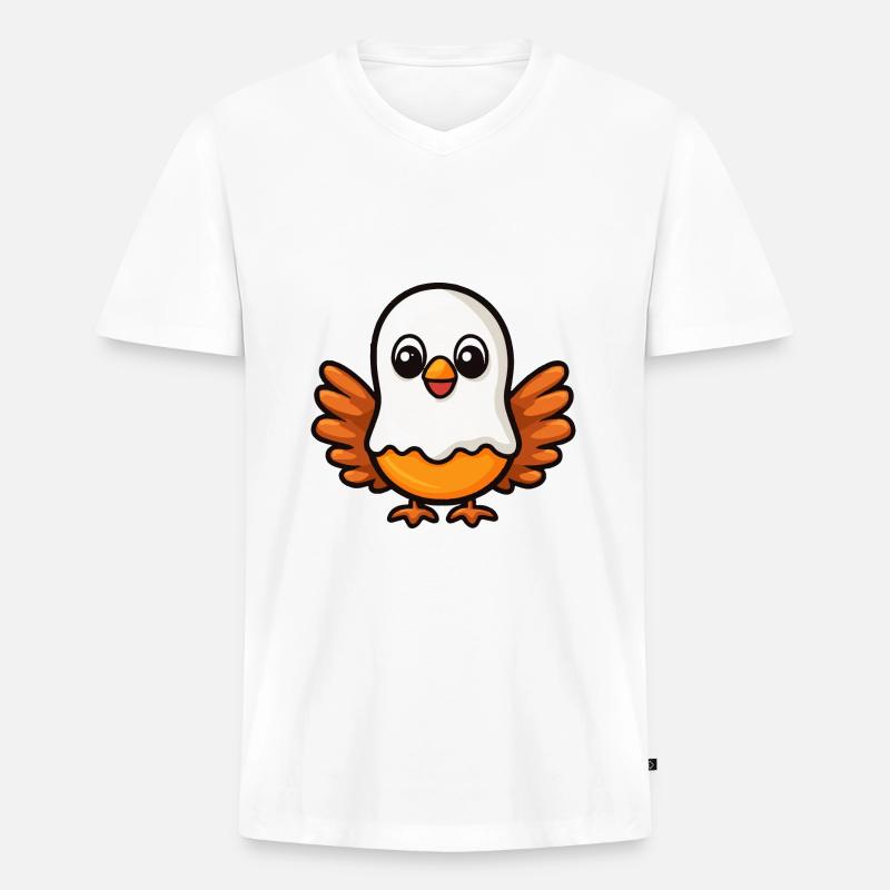 Truthahn Halloween Comic Geist - Männer Premium Bio T-Shirt mit V-Ausschnitt - Weiß