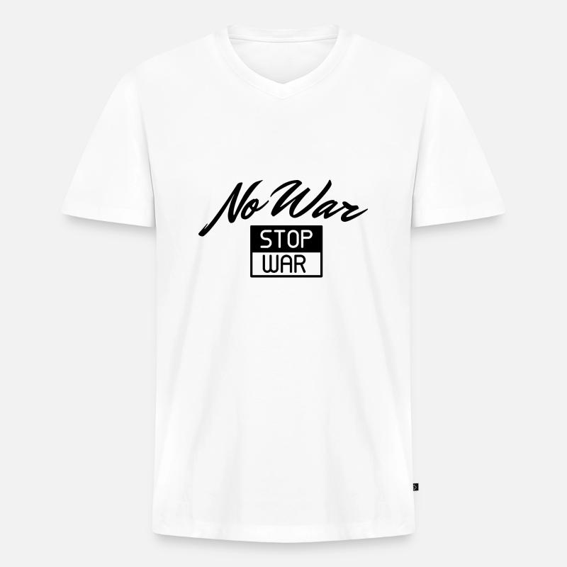 No War Stop War - Männer Premium Bio T-Shirt mit V-Ausschnitt - Weiß