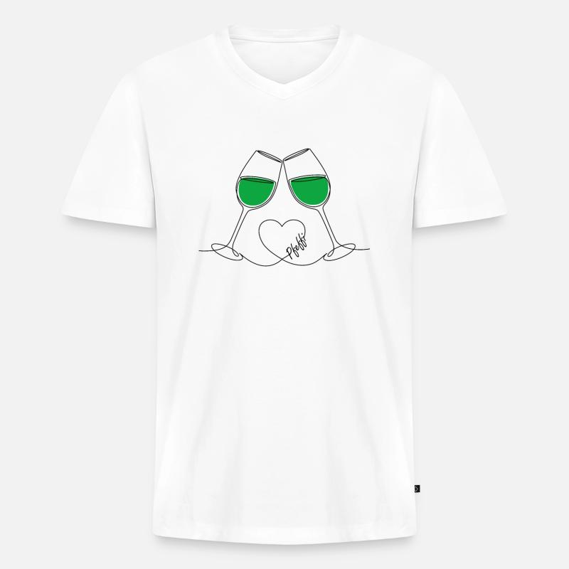 Pfefferminzlikör Pfeffi - Männer Premium Bio T-Shirt mit V-Ausschnitt - Weiß