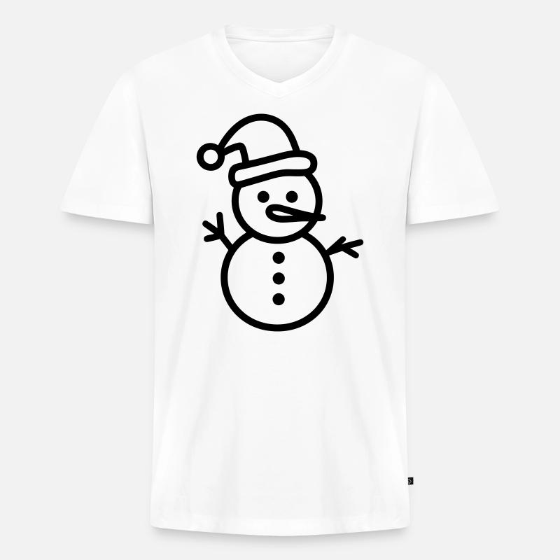 Schneemann - Männer Premium Bio T-Shirt mit V-Ausschnitt - Weiß
