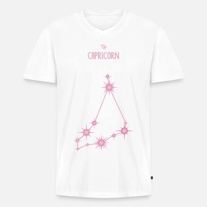 Steinbock Tierkreiszeichen Stern Sternbild Pink - Männer Premium Bio T-Shirt mit V-Ausschnitt - Weiß