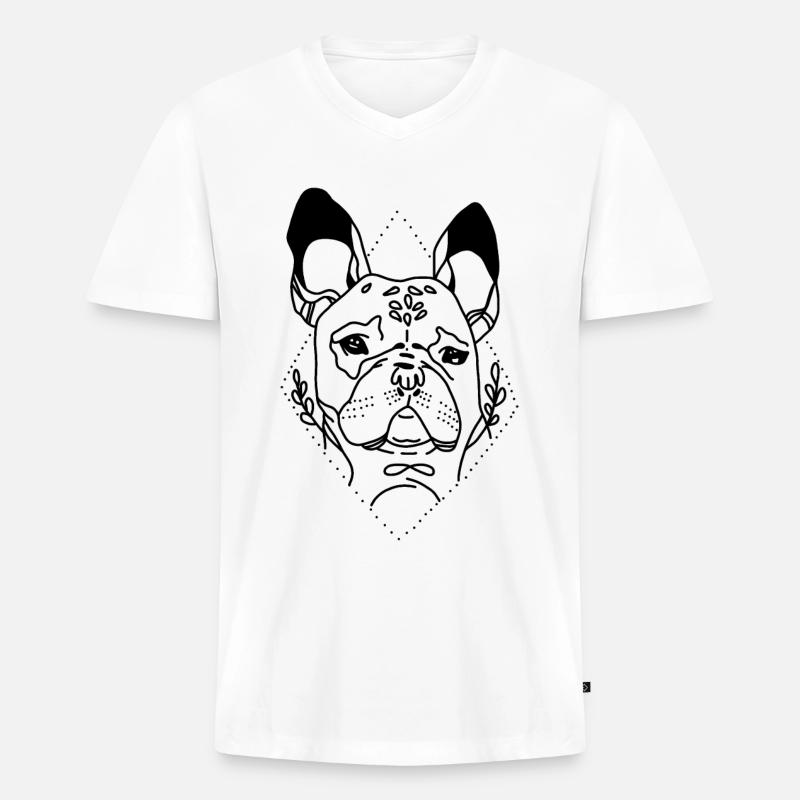 Mops Hund Pug - Männer Premium Bio T-Shirt mit V-Ausschnitt - Weiß