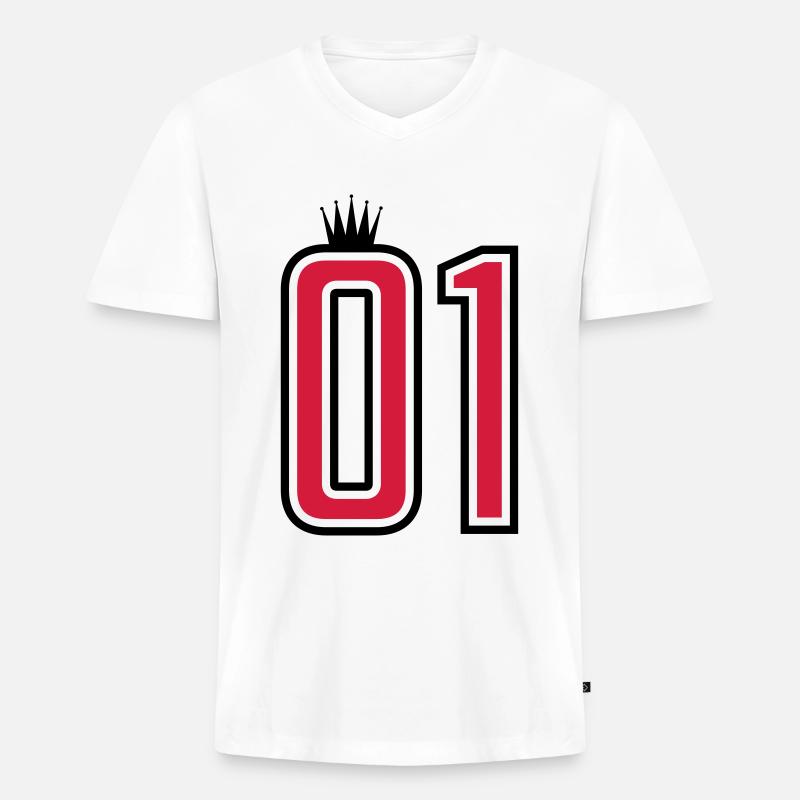 01 eins krone 1 nummer - Männer Premium Bio T-Shirt mit V-Ausschnitt - Weiß