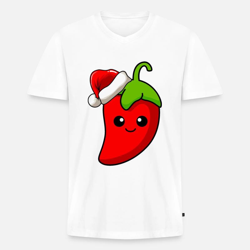 Chilli Weihnachten Comic Xmas - Männer Premium Bio T-Shirt mit V-Ausschnitt - Weiß
