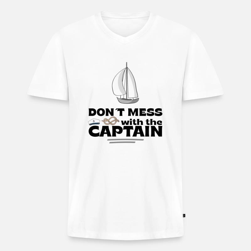 Segler - Männer Premium Bio T-Shirt mit V-Ausschnitt - Weiß