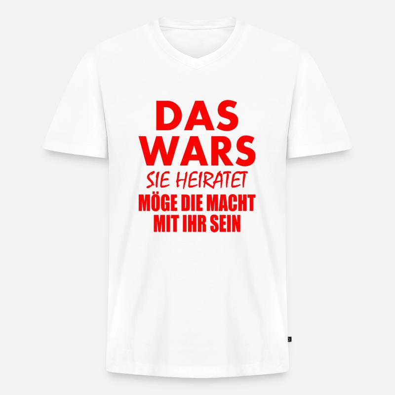 Das wars sie heiratet - Männer Premium Bio T-Shirt mit V-Ausschnitt - Weiß