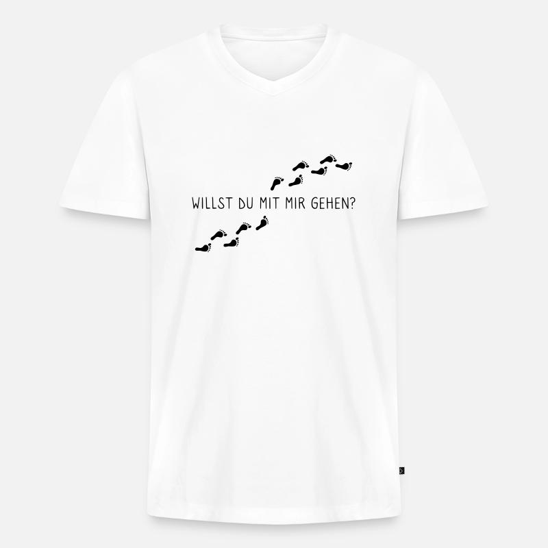 Willst du mit mir gehen? - Männer Premium Bio T-Shirt mit V-Ausschnitt - Weiß