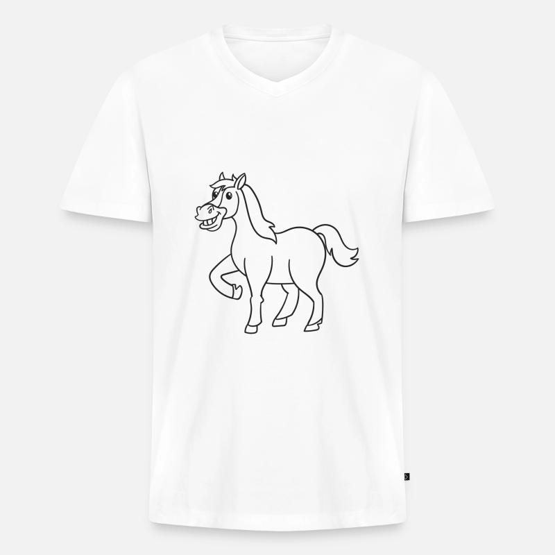 Pferd, Pferde, Geschenk, Geschenkidee - Männer Premium Bio T-Shirt mit V-Ausschnitt - Weiß