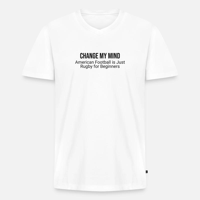 Fußball Oder Rugby? Anfängerdebatte - Männer Premium Bio T-Shirt mit V-Ausschnitt - Weiß