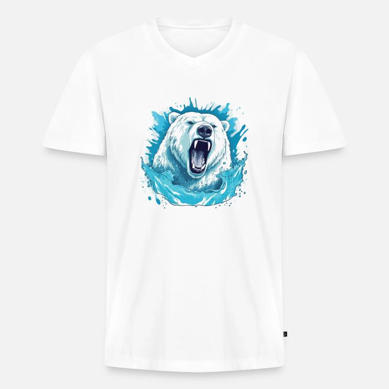 Polar Roar – Eisberg-blaubär-kunst - Männer Premium Bio T-Shirt mit V-Ausschnitt - Weiß