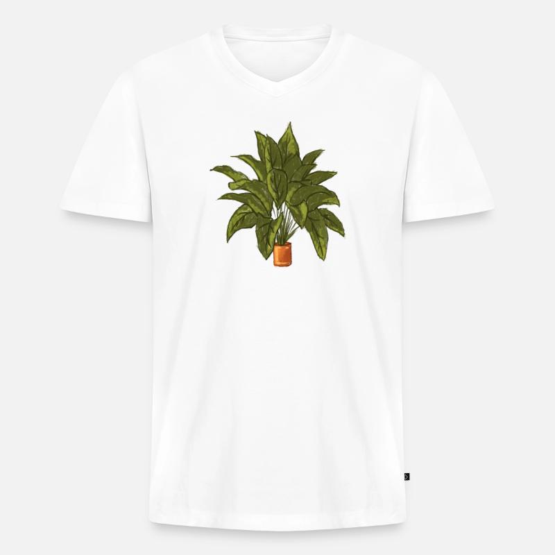Pflanze - Männer Premium Bio T-Shirt mit V-Ausschnitt - Weiß