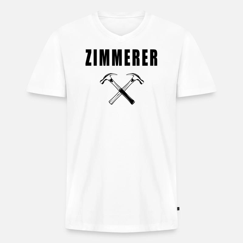 Zimmerer - Männer Premium Bio T-Shirt mit V-Ausschnitt - Weiß