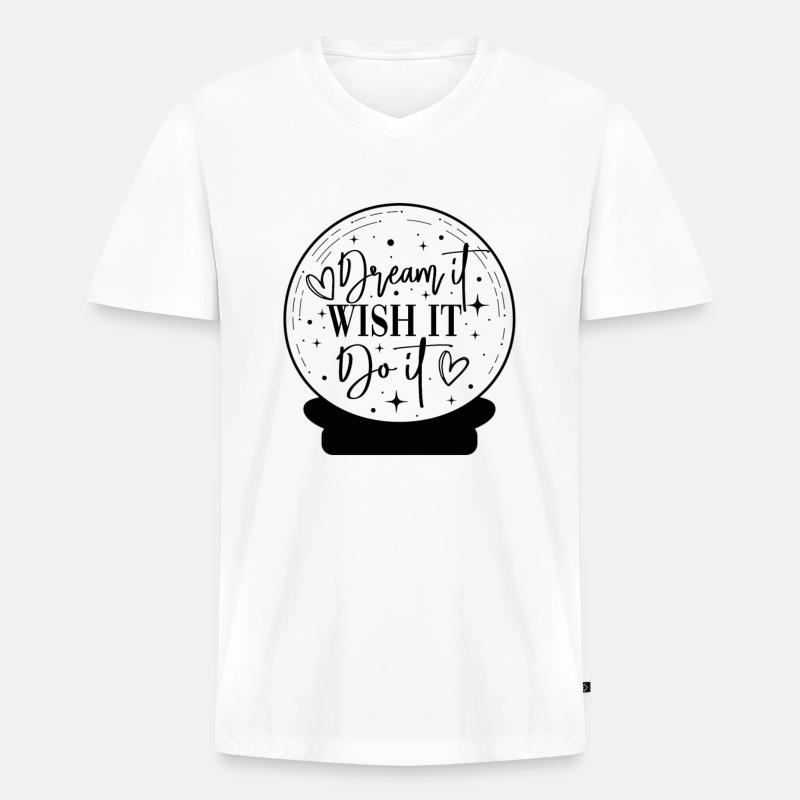 Dream it - Männer Premium Bio T-Shirt mit V-Ausschnitt - Weiß