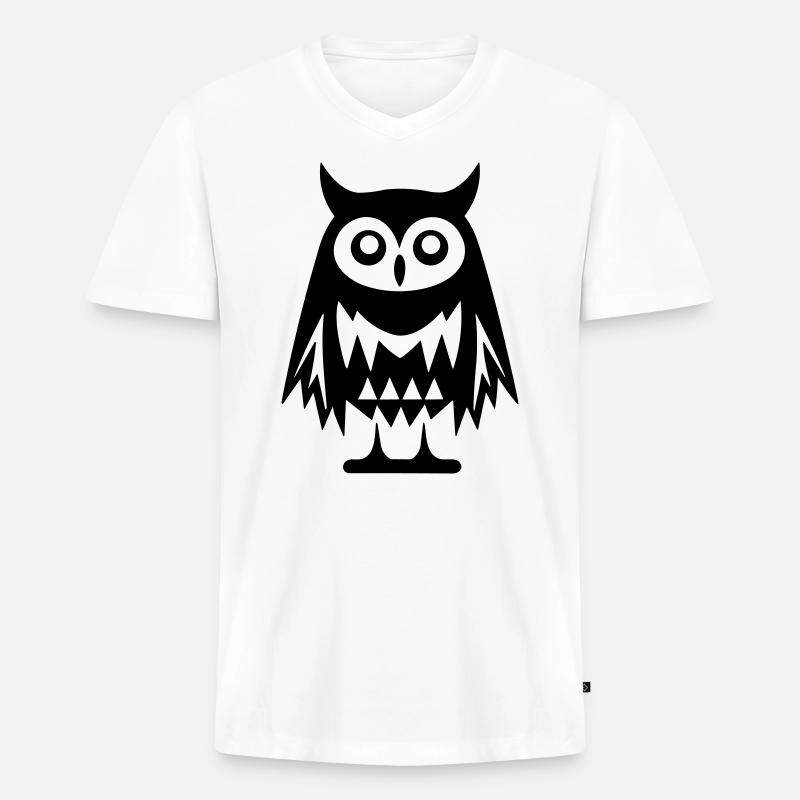 Steinkauz - Männer Premium Bio T-Shirt mit V-Ausschnitt - Weiß